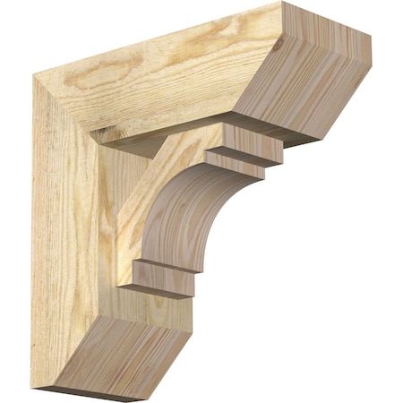 Ekena Millwork Merced Slat Rough Sawn Bracket w/ Offset Brace, Douglas Fir, 6"W x 14"D x 14"H BKT0604X14X14MRC06RDF